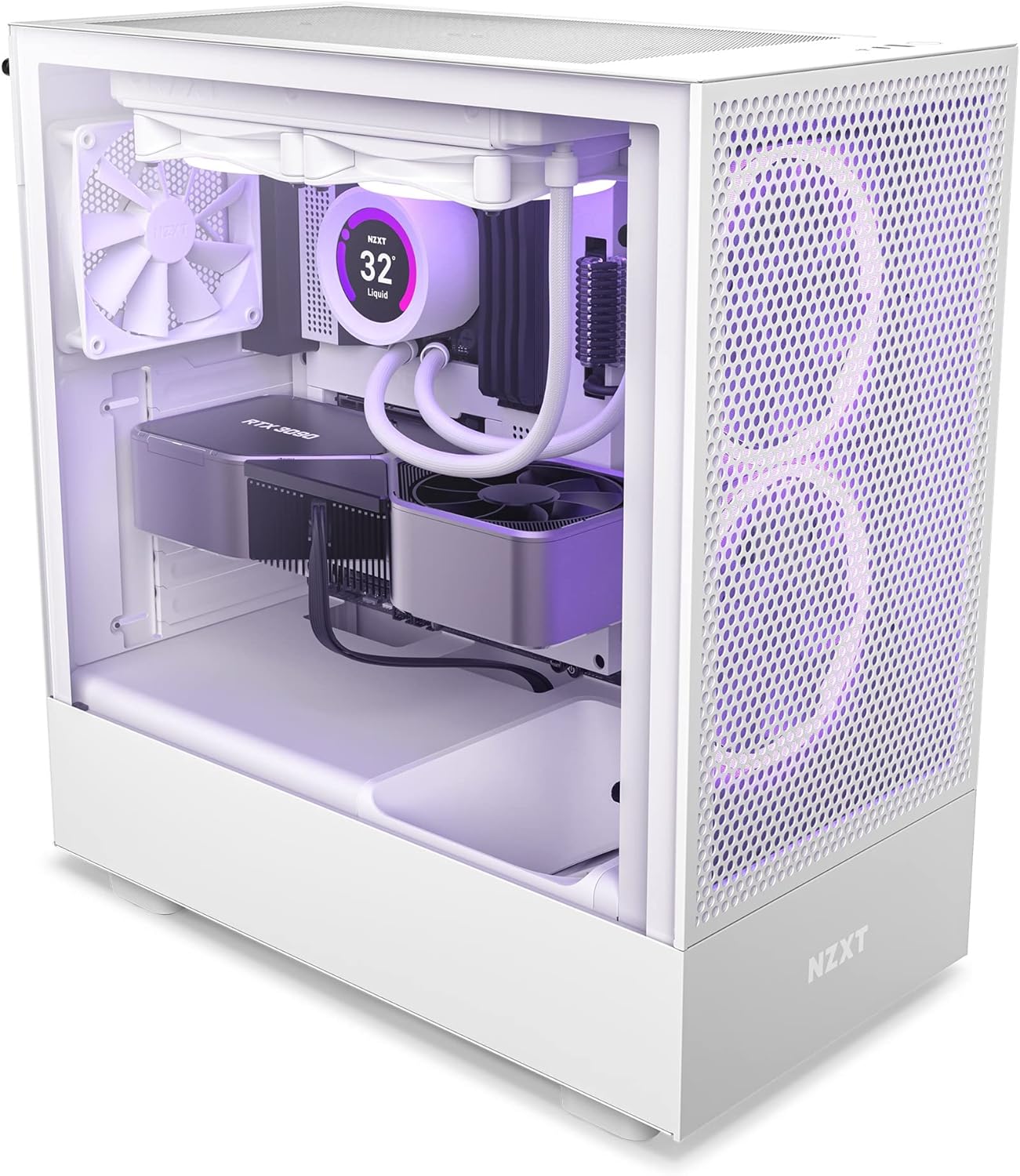 NZXT H5 Flow RGB ATX Tempered Glass Mid Tower (WHITE) Gaming Case NZXT H5 Flow RGB ATX Tempered Glass Mid Tower (WHITE) Gaming Case
